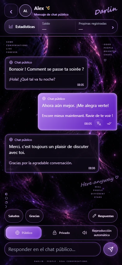 Conversaciones reales de Plasma con miembros ficticios: mensajes en francés y respuesta traducida